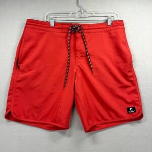 WRV Wave Riding Vehicles Board Shorts Mens 34 Red Orange Swimwear Beach Surf